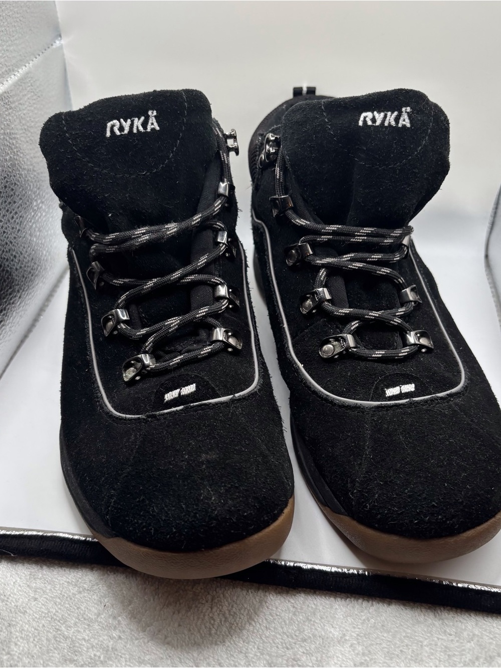 Ryka Womens Boots SZ 10 M Black Suede Ghillie Hiking Outdoors Terrain Boho